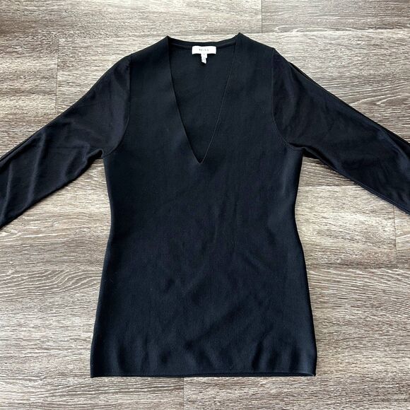 EUC Reiss Sophie Black Knit Top Medium Sheer Mesh Sleeve Pullover Sweater Chic - Picture 11 of 16